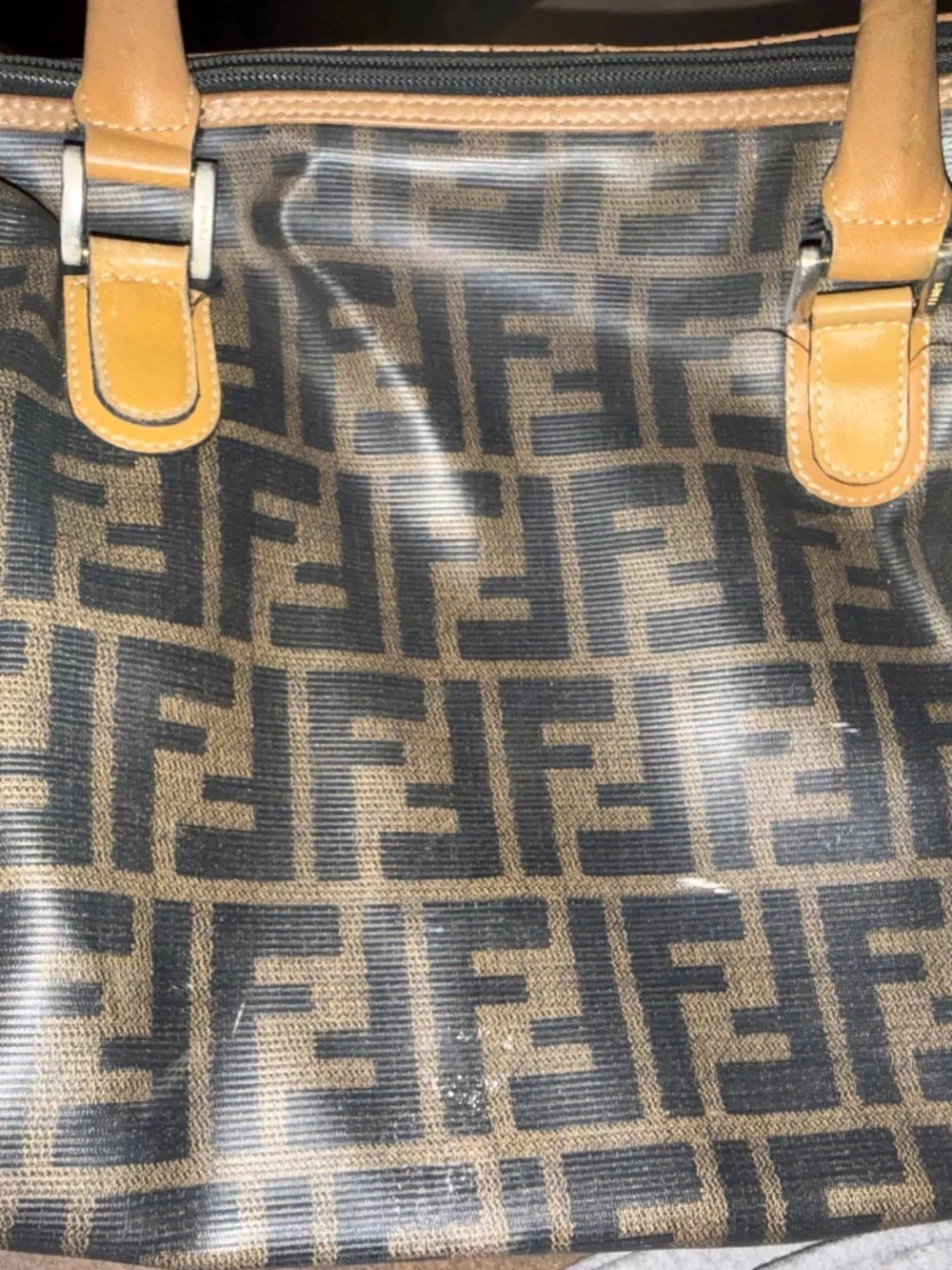 Fendi Zucca Boston Speedy Bag Authentic Brown Monogram